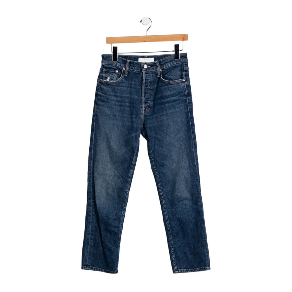Mother Mid-Rise Straight Leg Jeans, Women’s size 28 (M), dark blue denim